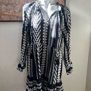 Maeve from Anthropologie Monochrome Geometric Long Sleeve Dress